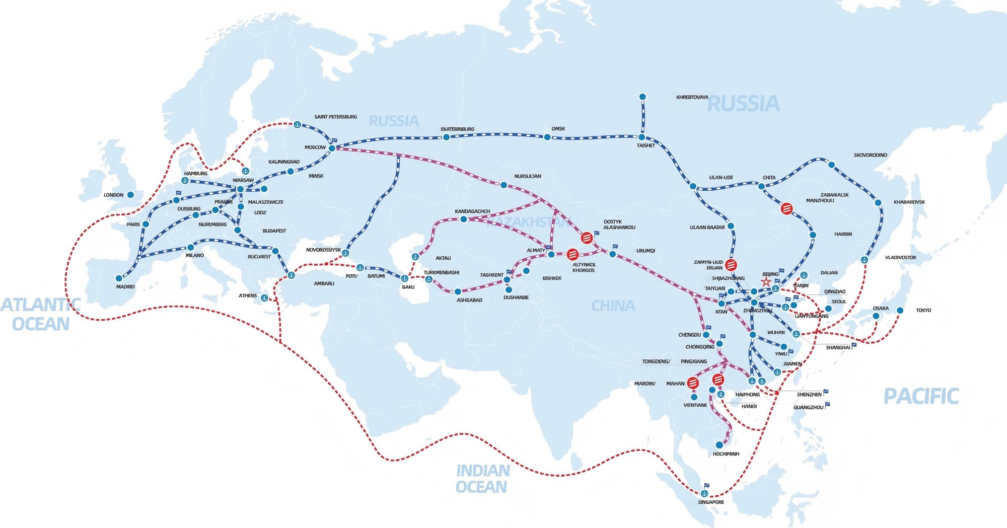 China Europe Asia Railway Network Map